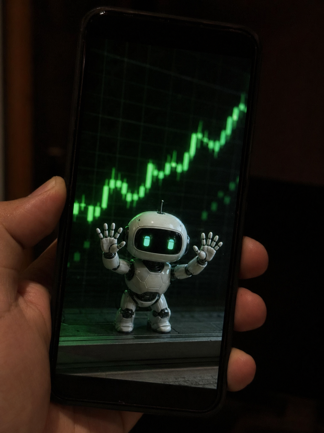 Tiny CHATTY robot trapped inside a phone chart