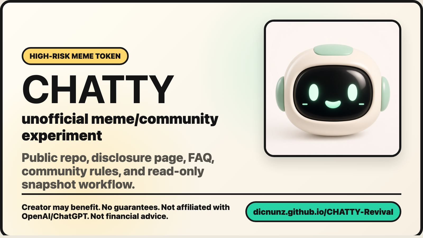 CHATTY wide banner with disclosure text