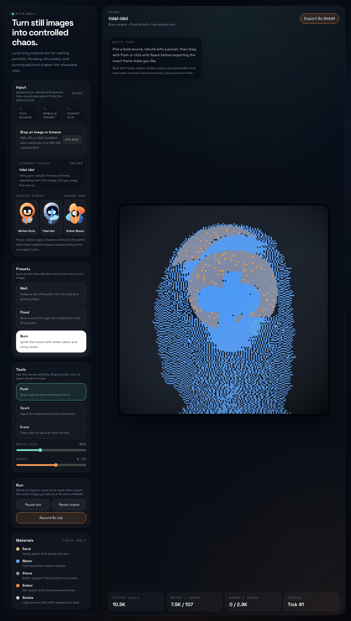 PixelMelt interface
